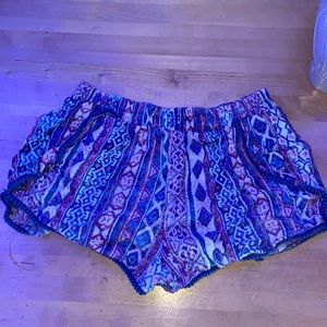 Multicolor Girls Paisley Designed Shorts